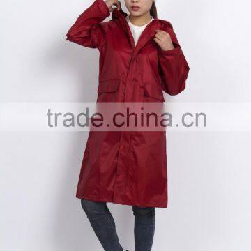 One piece industry OEM long waterproof raincoat with adjust hooded