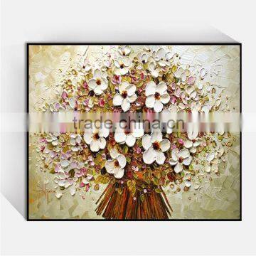 handmade single flower oil painting on canvas with texture