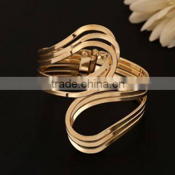 Yellow Gold Plated Statement Punk Fashion Metal Opening Cuff Bangle Bracelet photo-5