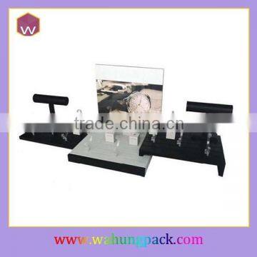 Acrylic Black & White Wooden Watch Display Stand For Trade Show