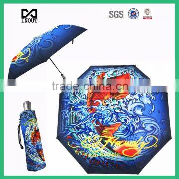 3 folds digital print auomatic open&close umbrella