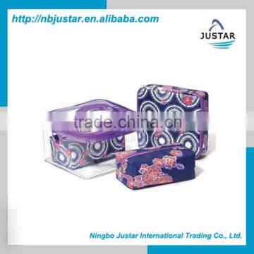 China wholesale clear PVC handle cosmetic bag set purple PVC makeup cosmetic pouch zipper wholesale makeup cosmetic bag for lady                        
                                                Quality Choice