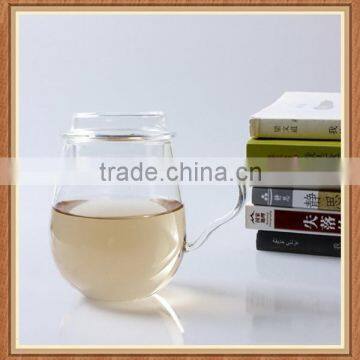 Hot sale China factory OEM export home use 500ml handle pyrex borosilicate glass cup with lid for juice tea water milk drinking