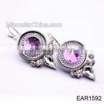 Copper Base Dangle DIY Rhinestone Button Earring photo-6