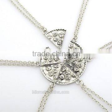 6pcs Gold Silver Friendship Pizza Slice Necklaces Pizza Necklace