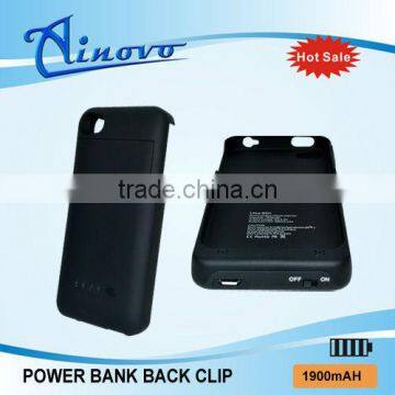 2013 portable back clip power supply,mobile battery charger case for iphone 4