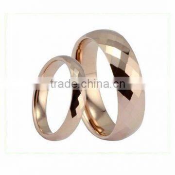 fashion diamond cut rose gold tungsten wedding bands #44013