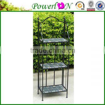 Classic Vintage Antique Wrough Iron 3-Tier Plant Shelf Standing Garden Decoration For Landscaping Decking TS05 G00 X00 PL08-5703