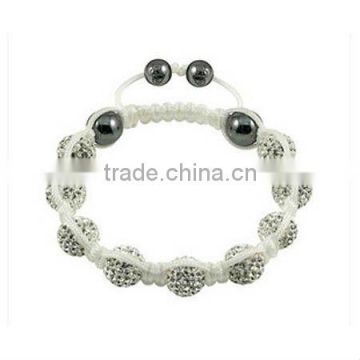 Shamballa Jewelry White Rope Clear Gems Shamballa Bracelets KSHLXL-86