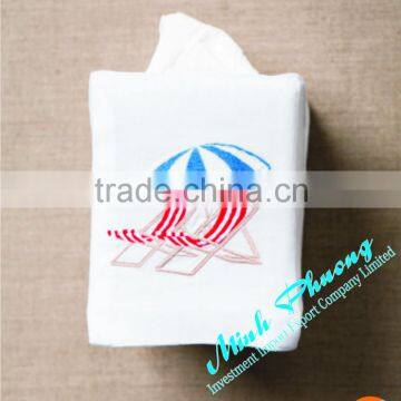 Hot Sale Tissue Box Cover With Embroidery 100% linen