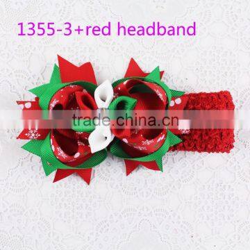 Colorful Baby Girls Christmas design Wide Band Soft Elastic Hairband