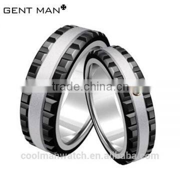 2014 fashion jewelry white and black ceramic womens wedding rings stainless steel jewelry