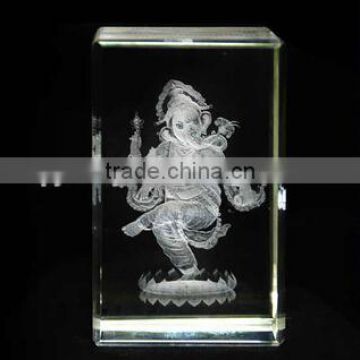 3D Laser Engraving Crystal Ganesh For Wedding Take Away Souvenirs