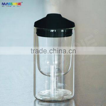 Manufacturer Borosilicate Heat Resistance Double Wall Drinking Glass Mug Cup With Silicone Cover