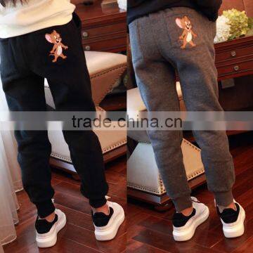 Wholesale 2016 new casual kids sport pants thick sweatpants girls carton trousers fleece winter under pants 2-15 years
