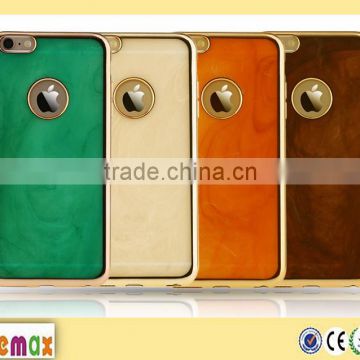 Crystal Clear Back Panel Metal Plating Jade Marble Emerald Pattern Bumper Case For Moto x4