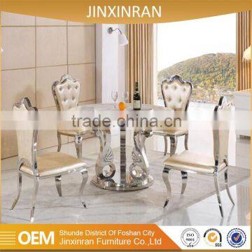 2016 noble and simple round stainless steel dinning table set