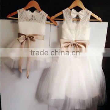 KE233 Straps Tulle flower girl dresses for wedding with bow for child