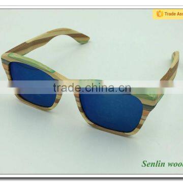 2015 OEM Colorful Bamboo Wooden Sunglasses Cheap Wholesale Wooden Sunglasses China Print Logo Promotional Sunglasses