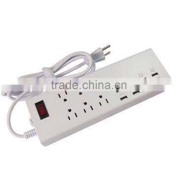 1.8meter White US/Japan 6-Outlet Power Strip Extension Socket with 8USB Charging Ports shift knob