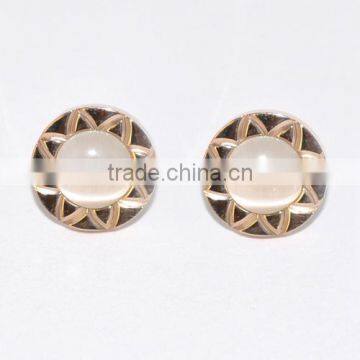 Womens Stainless Steel White Stone Stud Earrings(BE10711)