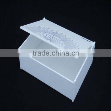 New products 2016 wholesale white acrylic tea boxes with hinged lids