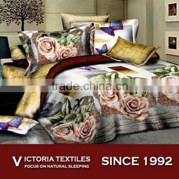classic rose printed sheet set queen 4 pieces bedding comforter set