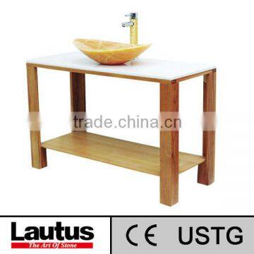 Most Popular in Europe bathroom cabinet with stone vanity tops and stone basin.CSV040WM-COS6038GL