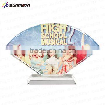 Sunmeta directly sublimation decoration photo crystal, crystal fan-shaped for wedding gifts (BSJ-17)