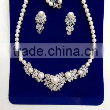 Wedding style AAA Cubic zirconia pearl jewelry sets