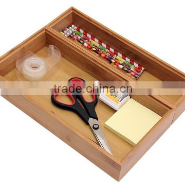 Set of 2 Bamboo Drawer Organizers for Kitchen Storage, Bathroom Storage or Office Storage.