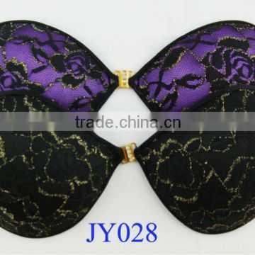 HOT Lace Silicone Bra/Invisible Gel Bra with Gold thread -JY028/Charming Lace Free Bra