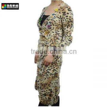 Woman Cashmere Long Dress, Leopard Formal Dress