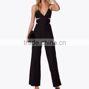 Trendy Top Sale Spaghetti Strap v Cut Out Bandage Long Black Sexy Jumpsuits for Woman photo-3