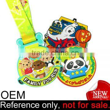 promotion cheap award gift long ribbon custom soft pvc rubber medal
