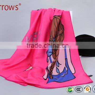 Rose Red Fashionable 100% Acrylic Wool Scarf Long Shawls for Trendy Women Young Noble Ladies