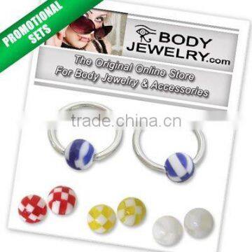 Captive Bead Ring Surgical Steel with Acrylic Replacement Beads