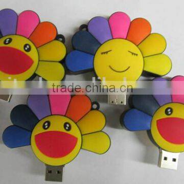 Customized logo 64GB Soft PVC colorful big flower shaped USB flash drive gift 100% real capacity usb flash disk memory USB 2.0