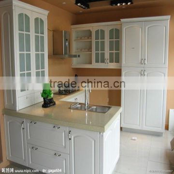 white color American style glass door kitchen cabinet