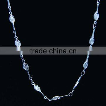 necklace with badminton racket charm stainless steel