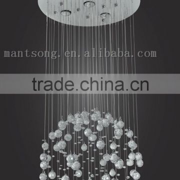 2016 hot sale hotel lighting crystal drops pendant light chrome stainless steel plate halogen lamp GU10 ceiling light