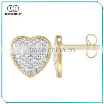 18K Gold Plated Heart Stud Earrings in Sterling Silver