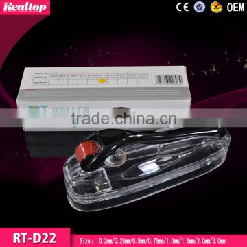 Realtop 0.2-3.0mm mixsize steel&Titanium derma roller 540 micro needle roller for face and body