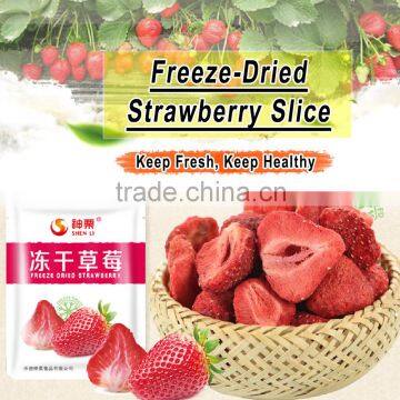 Freeze-dried frozen organic strawberry slice