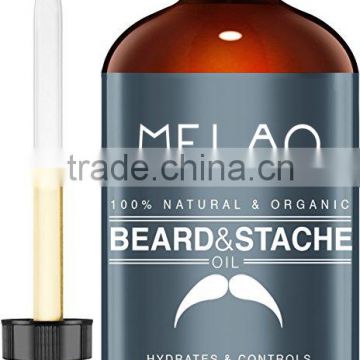 Organic Beard Oil & Leave-In Conditioner 2 oz- 100% Pure & Natural Unscented - Best for Groomed Beard Growth, Mustache, Face and