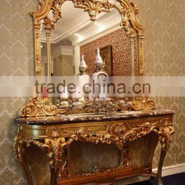 French White Louis Style Console Table With Mirror, Antique Classical Gilded Hallway Console Table/ Ellegant White Side Table photo-3