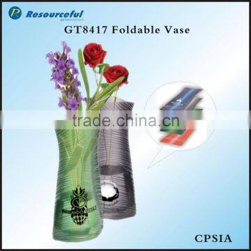 Custom pvc foldable flower vase with logo printing,flexi plastic vase