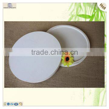 Round White Painted Mdf Wood Office Inkstone Inkslab photo-5