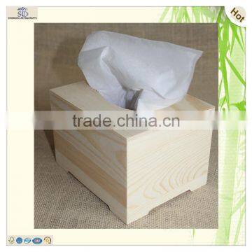 Plain Sliding Laser Cutting Pine Wooden Tissue Box photo-2