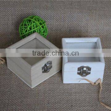 Small handmade wooden keepsake box with clear lid